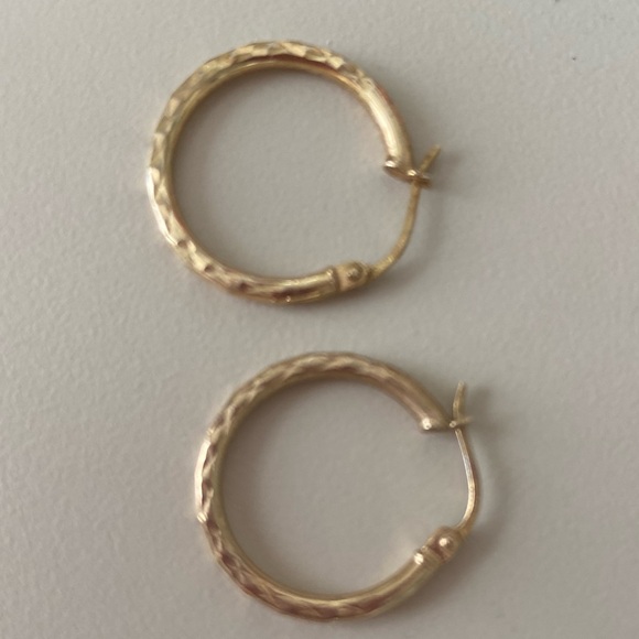 None Jewelry - Elegant Gold plated Silver Hoop Earrings, Real silver and 18k gold plated
